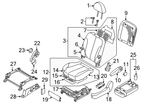 2014 Kia Sedona Heated Seats Cap-Rec Lever Front Seat Diagram for 880684D040CS