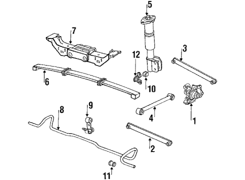 1988 Oldsmobile Cutlass Supreme Rear Suspension Components, Lower Control Arm, Upper Control Arm, Stabilizer Bar Rear Auxiliary Spring Diagram for 10104524