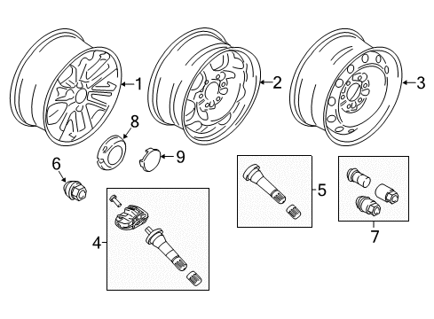 2018 Ford Expedition Wheels Wheel, Alloy Diagram for JL1Z-1007-C