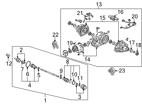 2011 Acura RL Axle & Differential - Rear Bracket Assembly, Passenger Side Differentialmounting (Front ) Diagram for 50510-SJA-A01
