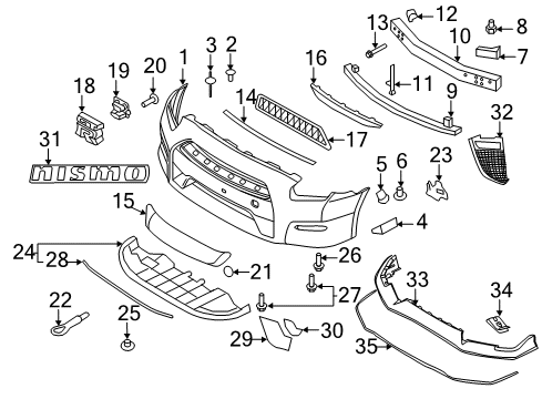 2018 Nissan GT-R Front Bumper Hook-Towing, Front Diagram for 51112-1KA0A