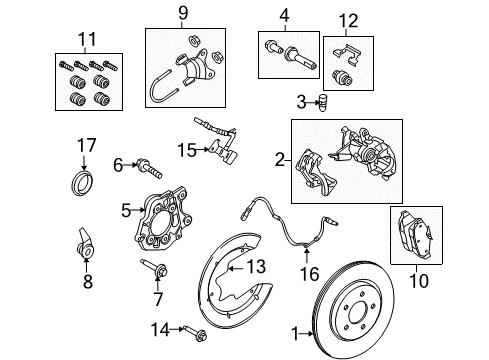 2013 Ford Mustang Brake Components Rear Pads Diagram for DR3Z-2200-C