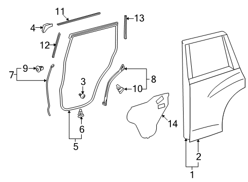 2017 Lexus GX460 Rear Door Panel, Rear Door, Outside Diagram for 67113-60230