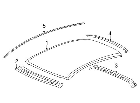 2021 Honda Insight Roof & Components, Exterior Trim Rail Set, FR. Roof Diagram for 62120-TBA-305ZZ