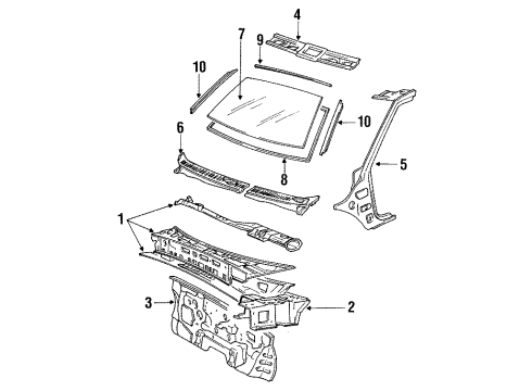 1994 Mitsubishi Precis Windshield Glass, Cowl Display, Multi-DISPL Diagram for 86111-24130