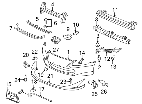 2008 Honda S2000 Bumper & Components, Exterior Trim Beam, R. FR. Bumper Corner (Upper) Diagram for 71143-S2A-000ZZ