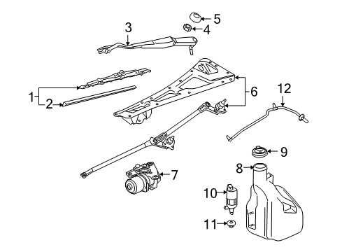 2003 Chevrolet SSR Wiper & Washer Components Wiper Arm Diagram for 15828973