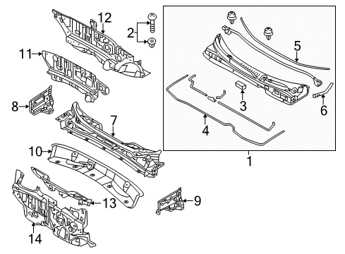 2014 Hyundai Tucson Cowl Panel Complete-Dash Diagram for 64300-2S550