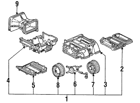 1993 Honda Accord Blower Motor & Fan Blower Assembly (Denso) Diagram for 79300-SM4-A02