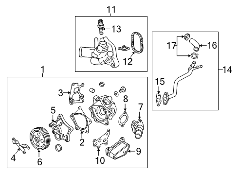 2016 Chevrolet Malibu Cooling System, Radiator, Water Pump, Cooling Fan By-Pass Pipe Gasket Diagram for 12635750