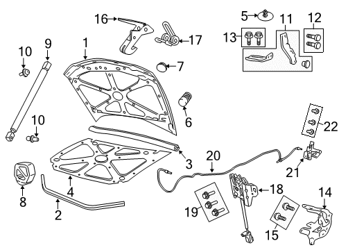 2009 Pontiac G8 Hood & Components Front Weatherstrip Diagram for 92458006