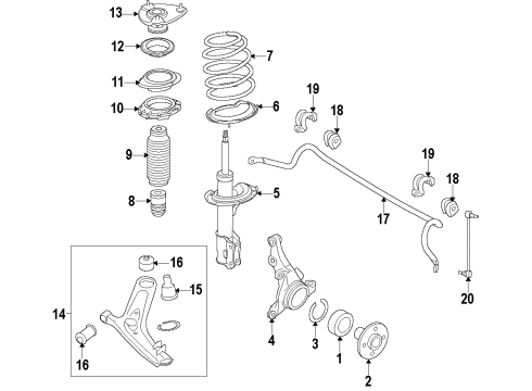 2013 Kia Soul Front Suspension Components, Lower Control Arm, Stabilizer Bar, Struts & Components Front Wheel Hub Bearing Diagram for 517202K000