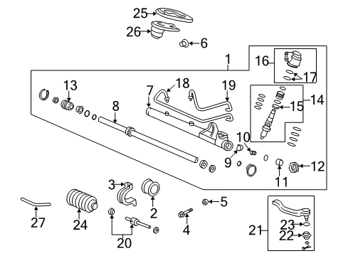 1999 Acura Integra Steering Column & Wheel, Steering Gear & Linkage Valve Sub-Assembly, Steering Diagram for 53641-ST7-A62