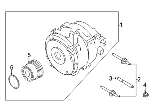 2021 Ford Bronco Alternator Alternator Mount Bolt Diagram for -W721588-S442