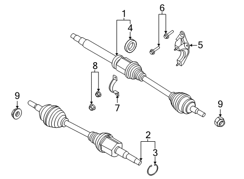 2021 Ford Escape Drive Axles - Front Support Bracket Bolt Diagram for -W720681-S439