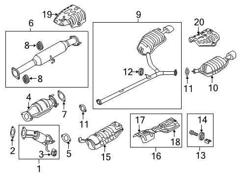 2014 Kia Optima Exhaust Components Center Muffler Assembly Diagram for 286502T150