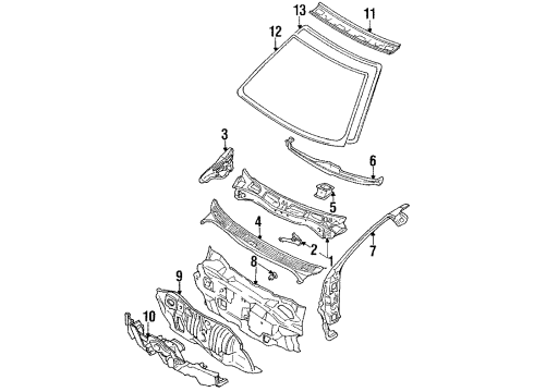 1988 Toyota Corolla Back Glass Dash Panel Diagram for 55101-1A150