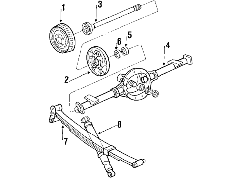 1984 GMC G2500 Rear Suspension Components, Drive Axles Plate, Rear Brake Backing (LH) Diagram for 14055277