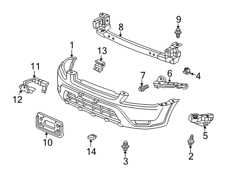 2004 Honda CR-V Front Bumper Stay A, FR. License Garnish (Lower) Diagram for 71161-S9A-A00