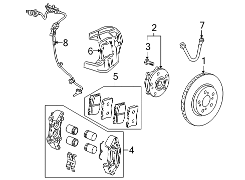 2005 Acura RL Brake Components Hose Set, Front Brake Diagram for 01464-SJA-000