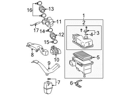2004 Lexus RX330 Powertrain Control Air Cleaner Assembly Diagram for 17700-0A212