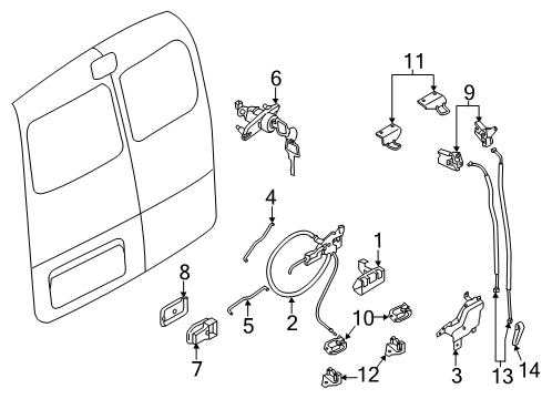 2016 Nissan NV200 Back Door - Lock & Hardware Striker-Back Door, Upper RH Diagram for 90574-3LM0D