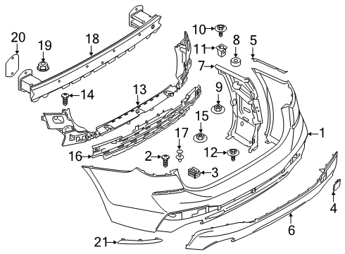 2019 BMW 640i xDrive Gran Turismo Rear Bumper Reflector Left Diagram for 63147391647