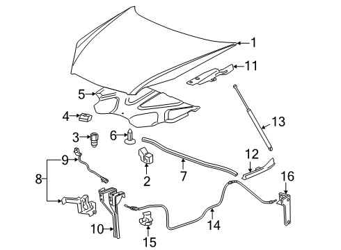 2006 Chevrolet Impala Hood & Components Switch Asm-Hood Ajar Indicator Diagram for 1999436