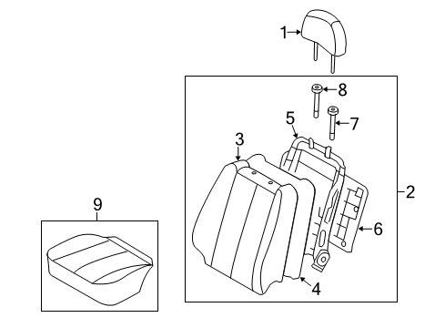 2006 Hyundai Sonata Passenger Seat Components Back Assembly-Front Seat Passenger Diagram for 88400-0A035-FZO