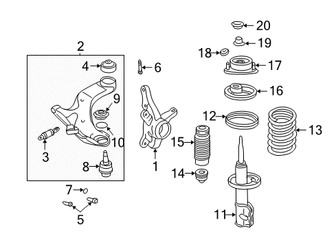 2001 Hyundai Elantra Front Suspension Components, Lower Control Arm, Stabilizer Bar Strut Assembly, Front, Right Diagram for 54661-2D100