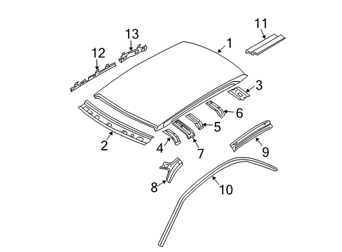 2003 Nissan Sentra Roof & Components Weatherstrip-Drip, RH Diagram for 76842-5M000