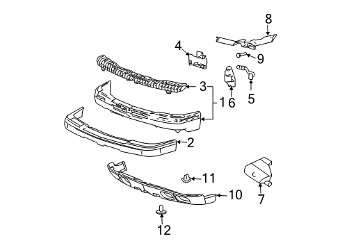 2007 Chevrolet Silverado 2500 HD Classic Front Bumper Filler Diagram for 15102065