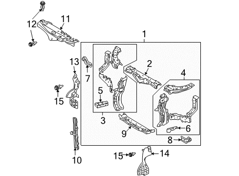 2008 Lexus RX350 Radiator Support Support Sub-Assy, Radiator Diagram for 53201-0E011