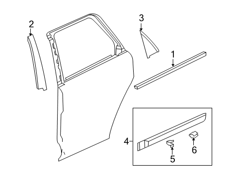 2012 Chevrolet Captiva Sport Exterior Trim - Rear Door Side Molding Diagram for 19179812