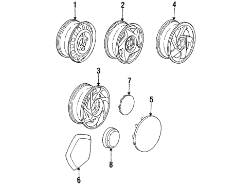 1992 Dodge Stealth Wheels, Covers & Trim Part Diagram for MB864175