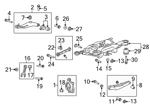 2010 Chevrolet Camaro Rear Suspension, Lower Control Arm, Upper Control Arm, Stabilizer Bar, Suspension Components Lower Control Arm Adjust Bolt Diagram for 92139086