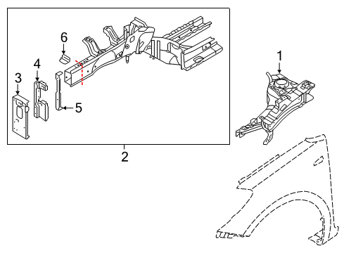 2014 Kia Forte Structural Components & Rails Member Assembly-Front Side Diagram for 64605A7000