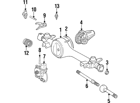 1996 Lexus LX450 Front Axle & Carrier Actuator Retainer Diagram for 41469-60010