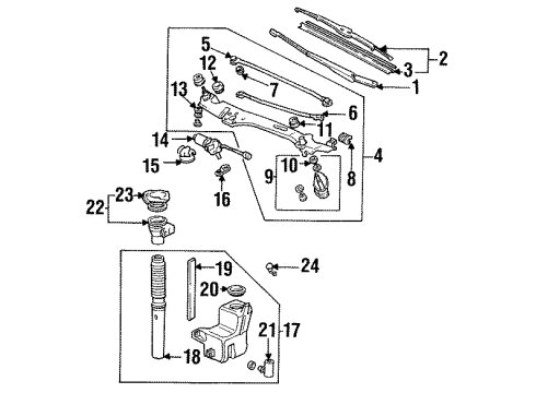 1994 Acura Legend Wiper & Washer Components Windshield Wiper Blade (475MM) (Passenger Side) Diagram for 76630-SK7-A02