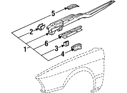 1988 BMW M5 Inner Components - Fender Support Diagram for 41111930993