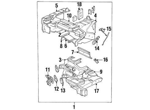 2002 Honda Passport Heater Core & Control Valve Core, Heater Unit Diagram for 8-97229-561-0