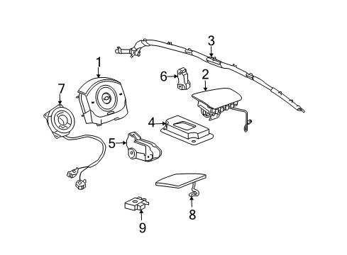 2007 Pontiac G5 Air Bag Components Side Sensor Diagram for 15212949