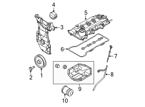 2010 Nissan Versa Filters Cover Assy-Front Diagram for 13500-9U52A