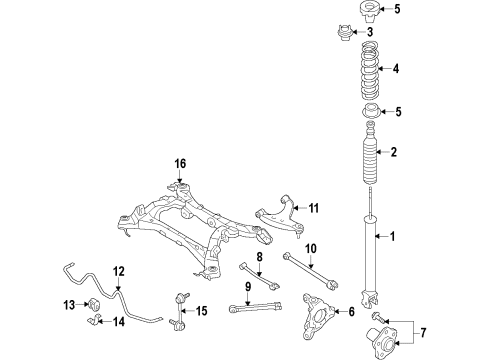 2012 Infiniti M56 Rear Suspension Components, Lower Control Arm, Upper Control Arm, Stabilizer Bar ABSORBER Kit - Shock, Rear Diagram for E6210-1MD0D