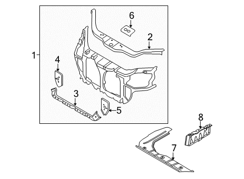 2006 Kia Rio5 Radiator Support Panel Assembly-Head Lamp Support Diagram for 641811G000