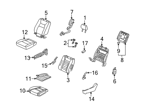 2007 Honda Ridgeline Front Seat Components Pad, R. FR. Seat Cushion Diagram for 81127-SJC-A11