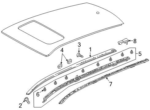 2016 Honda CR-V Luggage Carrier Gasket, R Roof Rai Diagram for 75252-T1W-A01