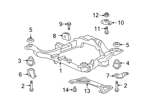 2008 Acura MDX Suspension Mounting - Front Stay B, Driver Side Sub-Frame Mounting Diagram for 50238-S0X-A00
