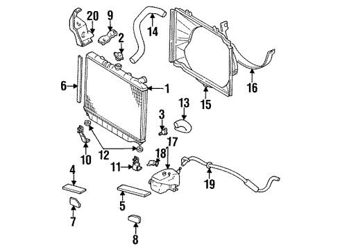 1994 Honda Passport Radiator & Components Fan Guide Diagram for 8-97074-073-2