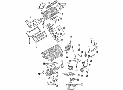 2004 Dodge Dakota Engine Parts, Mounts, Cylinder Head & Valves, Camshaft & Timing, Oil Pan, Oil Pump, Crankshaft & Bearings, Pistons, Rings & Bearings INSULATOR-Engine Mount Diagram for 52022031AC